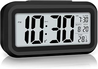 AERYS Digital Alarm Clock with 1 Year Warranty, Night Sensor, Date and