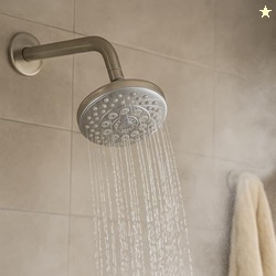 Amazon Basics Shower Head for Bathroom | Round Multifunction 5-Spray O