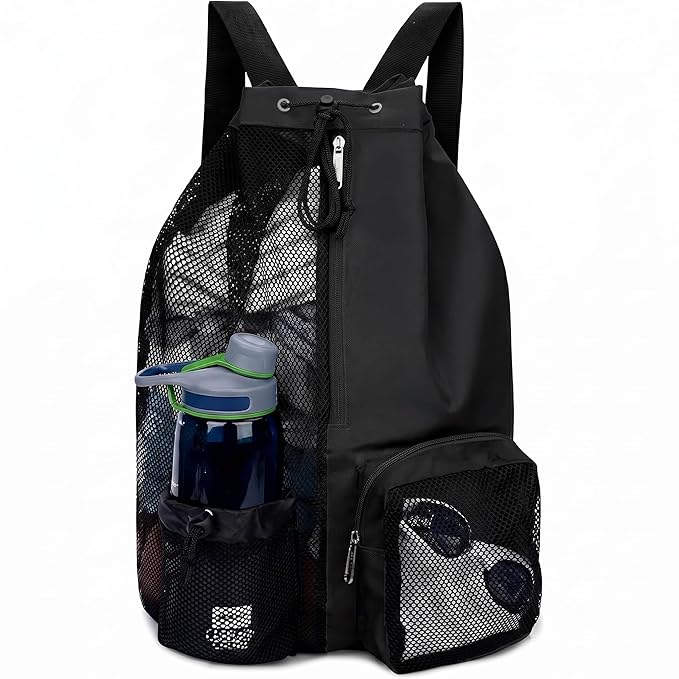 Questsole Mesh Drawstring Backpack for Gym, Yoga, Swimming and Travel,