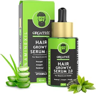 ORGATRE Hair Growth Serum 2.0-30ml | For Beard & Scalp | Reduces Hairf