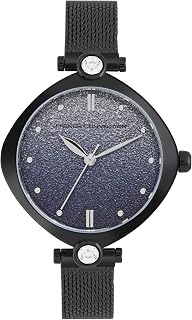 Sheen Blue Shimmer Round Analog Watch with Black Mesh Strap for Women
