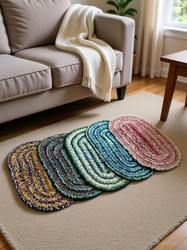 aaditex Cotton Door Mat (Multicolor, Pack of 5, Medium)