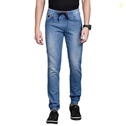 Men' Light Blue Cinched Hem Denim Jeans for Casual Wear Light Wash 5 P