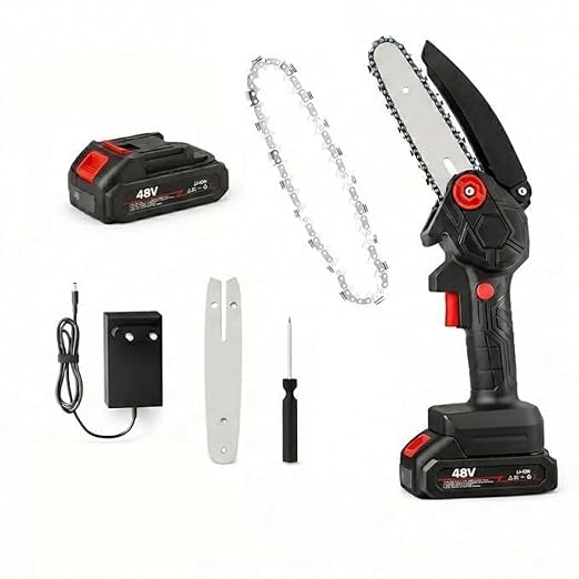 Cordless Mini Chainsaw 6 Inch, 48V Rechargeable Handheld Electric Chai
