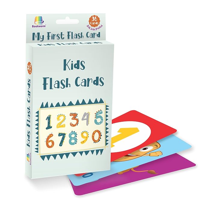 Bookworm Learning Cards for Kids | 36 Flash Cards | Educational Number