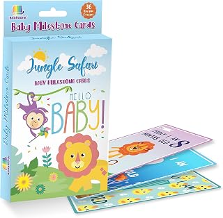 Bookworm Jungle Safari Animal Baby Milestone Cards: Cute & Colorful Gi