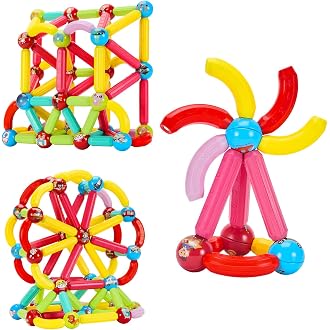Amazon Brand - Jam & Honey Magplay Roundle|96-Piece Magnetic Sticks an