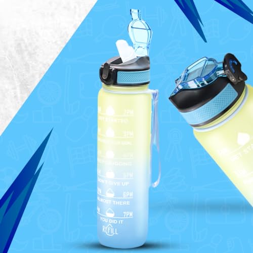 Attro Motivational 1 Liter Quotes & Time Marker Dual Colour Sports Pla
