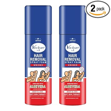 Vetoni Veclean Hair Removal Spray Foam, 200ml x 2, for Men & Women, 3
