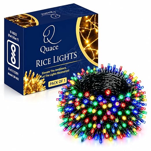 Quace 72 Feet Multicolor LED Fairy String Lights, Flexible Wire, Decor