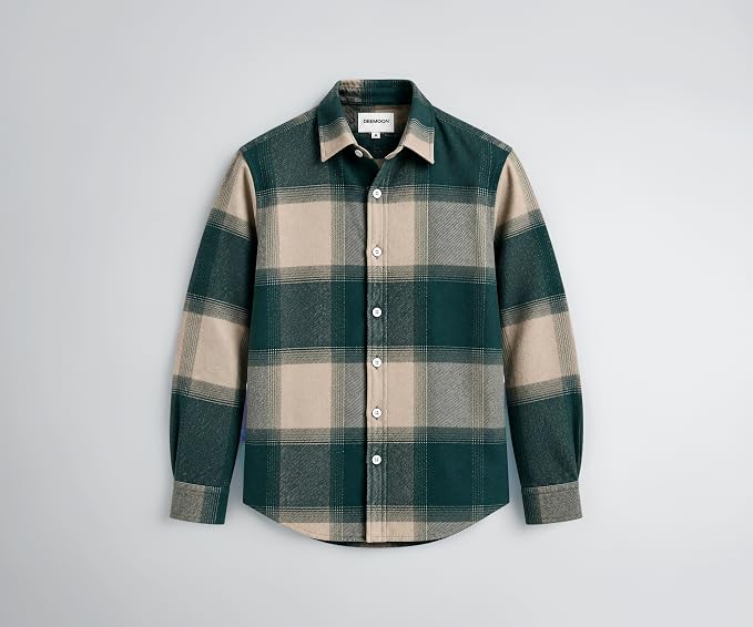 DEEMOON Men's Premium Cotton Blend Printed Checkered Shirt | Full Slee