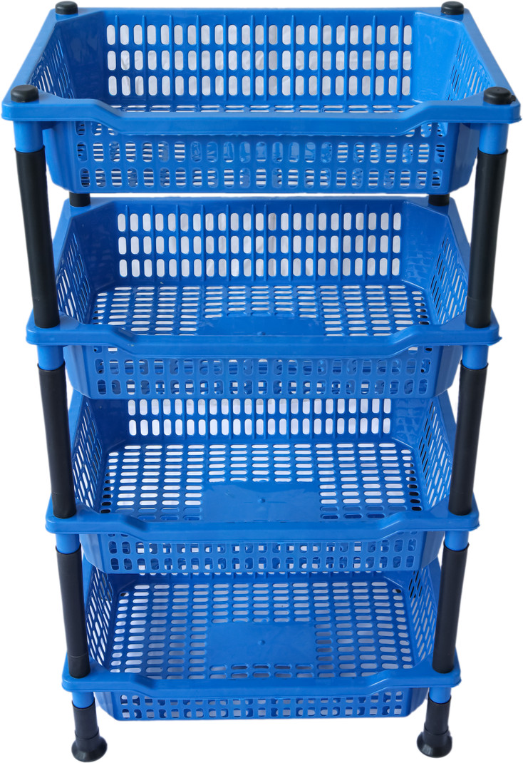VM BOND Kitchen Rack 4 Layer Multipurpose Shelf Stand Basket Rack Plas