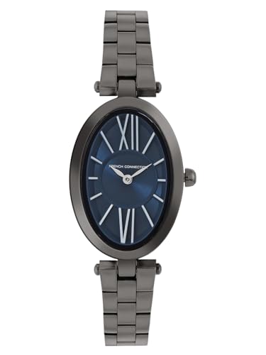 French Connection Diva Dark Blue Round Analog Watch with Gun Metal Str