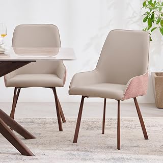 Dune Faux Leather Dining Chair Set of 2 | Metal Frame | Beige | 1 Year