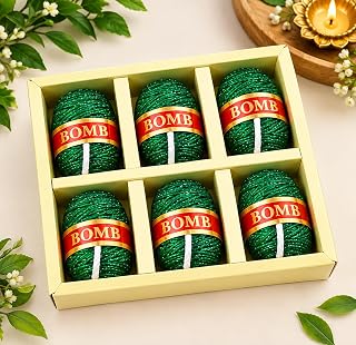 Sutli Bomb Shaped Decorative Candles for Diwali Decoration (Pack of 6)