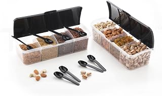 MasalaGhar 4 in 1 Masala Box, Pack of 2, 1800ml with 4 Spoons for Kitc