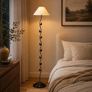 tu casa Decorative Metal Night Lamp with Off-White Cotton Shade | Beds