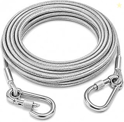 10 Meter Stainless Steel Clothesline Rope with Carabiner Hooks | Heavy