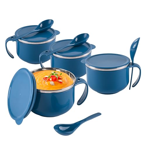 Kuber Industries Pack of 4 Airtight-Lid 600ml Stainless Steel Soup Bow