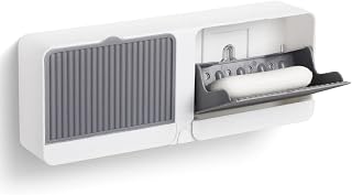 RERANT Wall Mounted Soap Holder Box with Lid and Pull-Out Drain Tray,