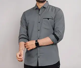Men's Regular Fit Solid Soft Touch Cotton Casual Shirt with Pocket Des