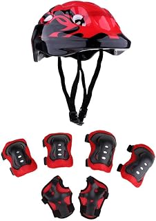 BNF 7 Pieces Kids Bicycle Roller Skating Helmet Knee Elbow Wrist Pads