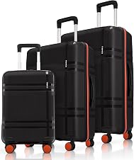 HRX Helium 3-Piece Luggage Set Haileys Black Polypropylene Hard Shell
