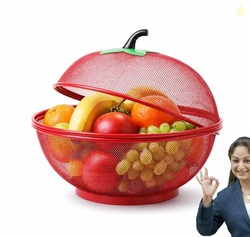 PANCA Fruit Basket for Kitchen Apple Shape with Net Cover | Fruit & Ve