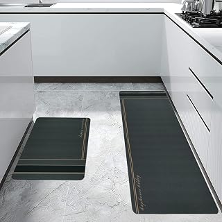 Anti Fatigue Kitchen Rug | Sets 2 Piece Charcoal Grey | Non Slip Kitch
