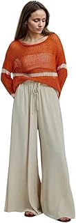 Women's Wide-Leg Trouser|Palazzo Pants|High Waist Flowy Trousers with