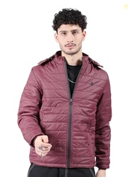 Men Slim Fit Solid Puffer Jackets