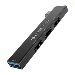 ZEBRONICS TA210U, 4 in 1 Type-C to USB Hub, USB 3.0, 4 USB Ports, Spee