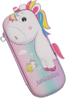 Crackles 3D Unicorn Stylish Print Hardtop EVA Pencil Pouch Case for Bo