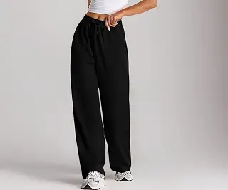 Women's Wide Leg High Waisted Baggy Lounge Sweat Pants Drawstring Athl