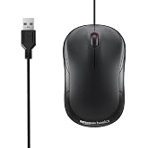 Amazon Basics Wired USB Mouse, 3-Button, 1000 DPI Optical Sensor, Plug