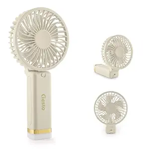 Gesto Portable Fan Rechargeable with LED Light  Foldable Mini Fan, Sma