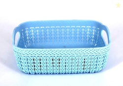 Multipurpose Storage Basket Set  Plastic Rectangle Basket Set of 2 Wit