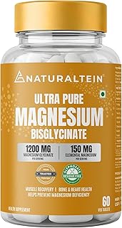 NATURALTEIN Magnesium Glycinate 1200mg (150mg Elemental) | Chelated Hi