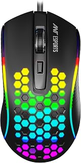 Ant Esports GM80 V2 Wired Gaming Mouse with RGB Lighting, Up to 3600 D