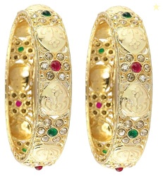 Traditional Gold Plated Metal Bangles Kada Set For Women & Girls With