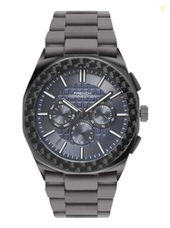 French Connection Textured Blue Round Dial with IP Gun Stainless Steel