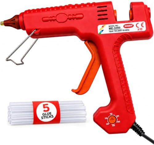 300W Heavy Duty Glue Gun  Long Use, Nozzle Guard, Temp control+ 5 Crys