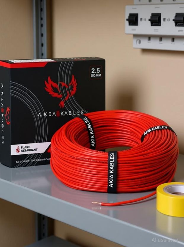 AKIA KABLES 2.5 sq/mm PVC Insulated CCA Copper Wire, Single Core ...mo