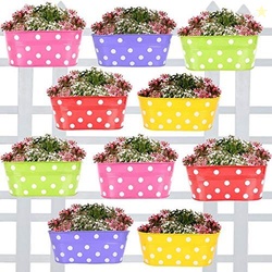 TrustBasket Dotted Oval Railing Planters (Magenta, Purple, Green, Red,