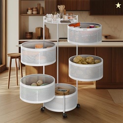 Amazon Brand - Solimo 360 Revolving Preassembled Portable 5 Layer Roun