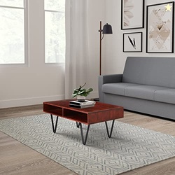Amazon Brand - Solimo Mescla Coffee Table with 2 Shelves (Solid Acacia