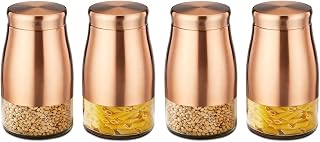 Amazon Brand - Solimo Rose Gold Tapered Glass Jar | Multipurpose Kitch