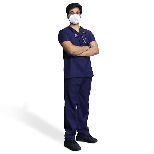 Careview Medical Scrub Suit For Men - Navy Blue (Extra Small) | Poly V