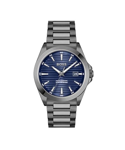 Hugo BOSS Stainless Steel Boss Strike Qtz Basic Calendar Blue Round Di