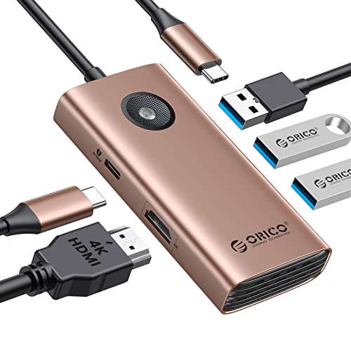 USB C Hub, ORICO 5-in-1 USB C Docking Station with 4K HDMI, 60W Power